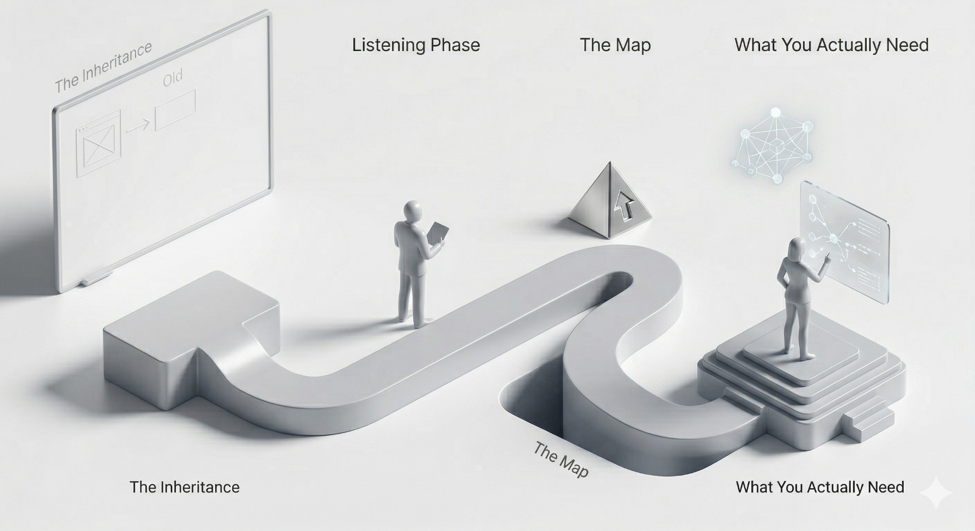 The new CTO's first 90 days: a winding path from the inheritance and the listening phase, through the map, to what you actually need